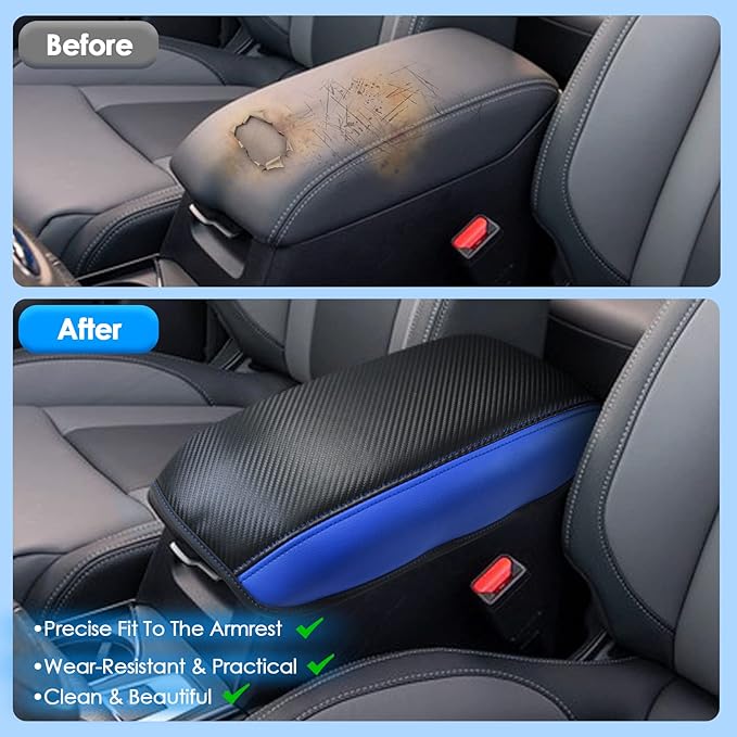 Coleya 2019-2025 2026 Ascent Center Console Cover for Subaru Ascent (Premium/Onyx Edition/Limited/Bronze Edition/Touring), Waterproof&Anti-Scratch Leather Armrest Cover 2025 Ascent Accessories (Blue)