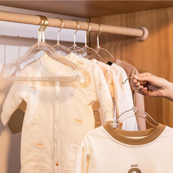 Baby Glitter Hanger 20 Pack,13.97" Kids Toddler Hangers for Closet,Gold Sparkling Plastic Baby Clothes Hangers,Girl Toddler Hangers, Non-Slip Space Saving Kid Hangers for Dress Up