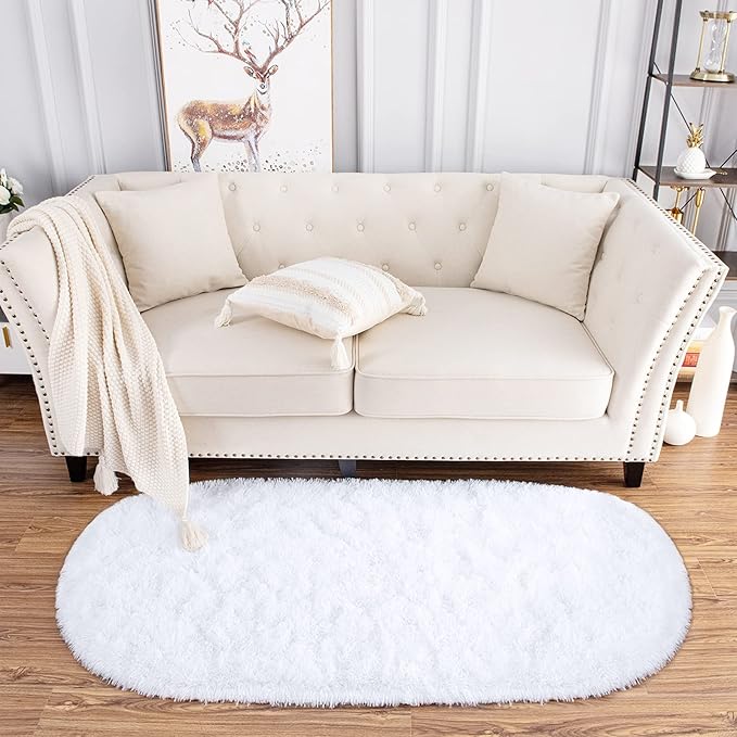Noahas Ultra Soft Fluffy Bedroom Rugs Kids Room Carpet Modern Shaggy Area Rugs Home Decor 2.6' X 5.3', White