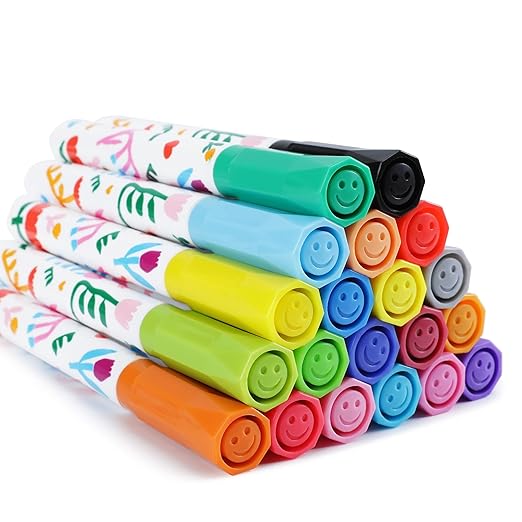 Amazon Basics Washable Markers for Kids, Fine Tip Assorted, Pack 24