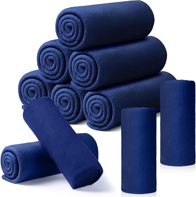 Buryeah 10 Pcs Fleece Blanket Bulk Soft Warm Fleece Blankets Cozy Lightweight Throw Blankets Plush Pet Throw Blanket for Home Bed Sofa Office Wedding Gifts Travel(50" X 60",Blue)