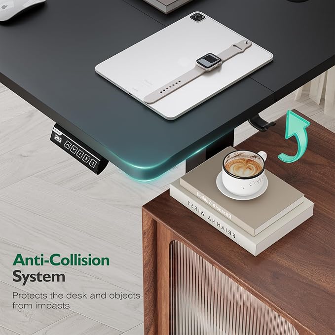 Monomi 59 inch Electric Standing Desk with Memory Preset, Adjustable Height Standing Desk for Home Office & Gaming, Large Computer Desk with Anti-Collision, Black