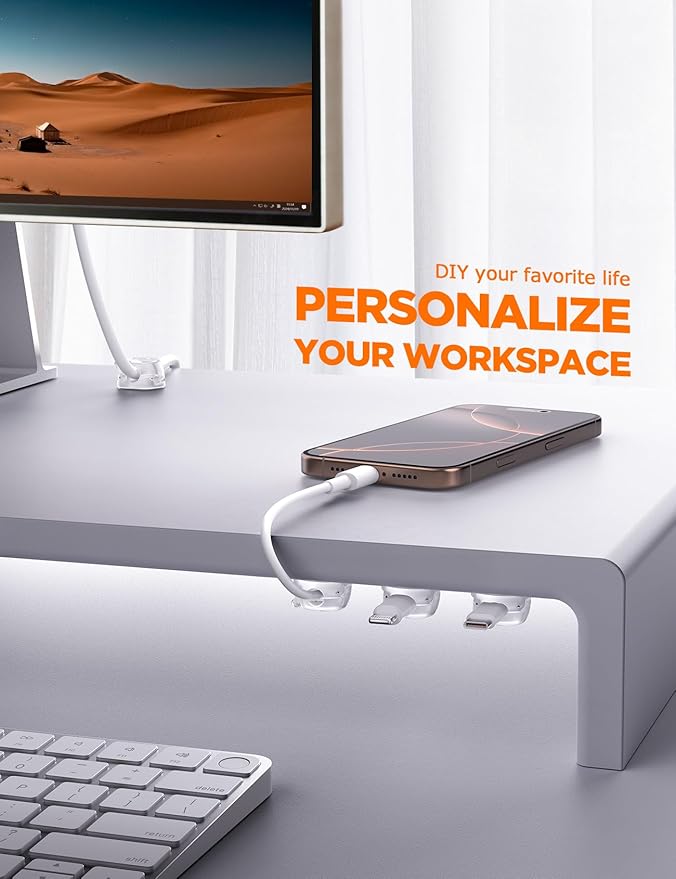 12Pack Cable Clips - Chfeila Latest Dual Spring Cord Organizer with Clasp Lock, [Max Stability] Desk Cable Management, Adhesive Phone Charging Wire Holder for Nightstand/Car/Wall, Office Accessory