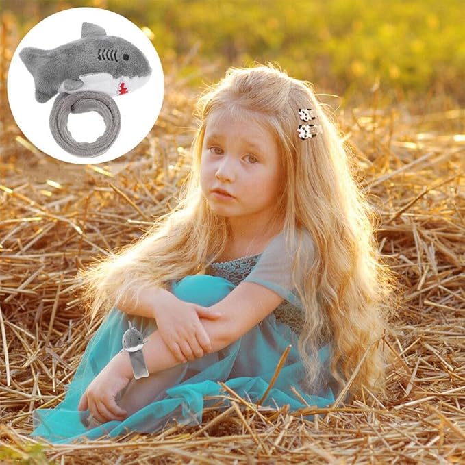 Abaodam Shark Slap Bracelet Animal Slap Bracelet Plush Stuffed Animal Hugger Snap Wrist Band Toy for Kids Birthday Party