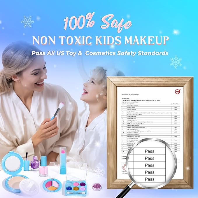 INNOCHEER Kids Makeup Kit for Girl Toys, Frozen Makeup Set for Girls, Real Washable Makeup Kit for Girls, Birthday Christmas Princess Gifts for Girls Kids Toddlers Age 3 4 5 6 7 8 9 10 11 12 Year Old