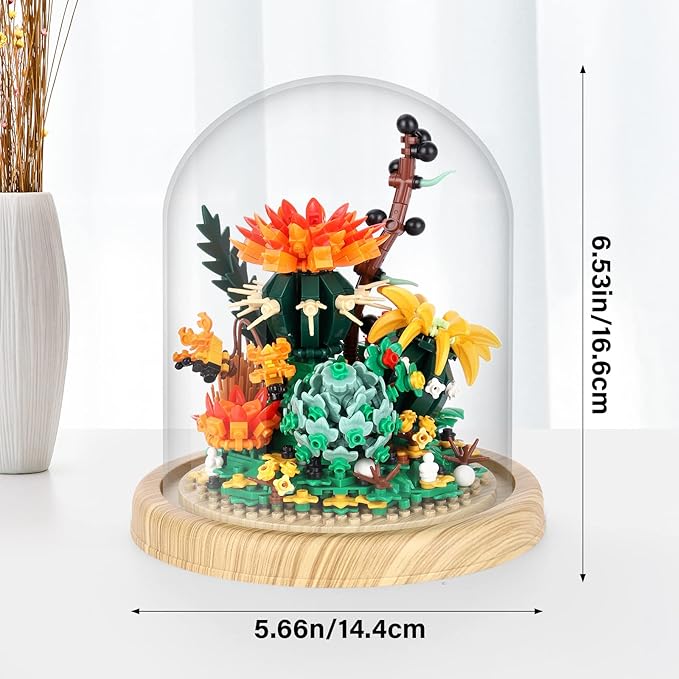 Creative Bonsai Flower Bouquet Building Kit,Flower Botanical Collection Construction Building Toy,Building Blocks Set for Adults and Kids (Succulent Plant Bonsai Flower)