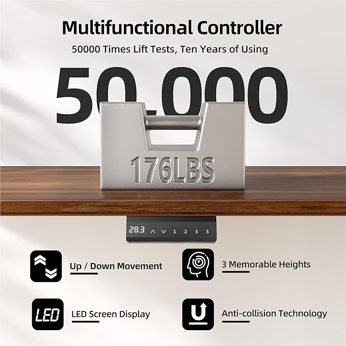 TIQLAB Height Adjustable Electric Standing Desk, 40 x 24 inch, Sit Stand Up Desk, Splice Board, Computer Home Office Desk, Black Walnut Top