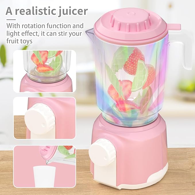 Kitchen Appliances Toys, Toy Kitchen Set for Kids Play Kitchen Accessories Set, Blender, Coffee Maker Machine, Mixer and Toaster. Girls Toys Ages 4-8