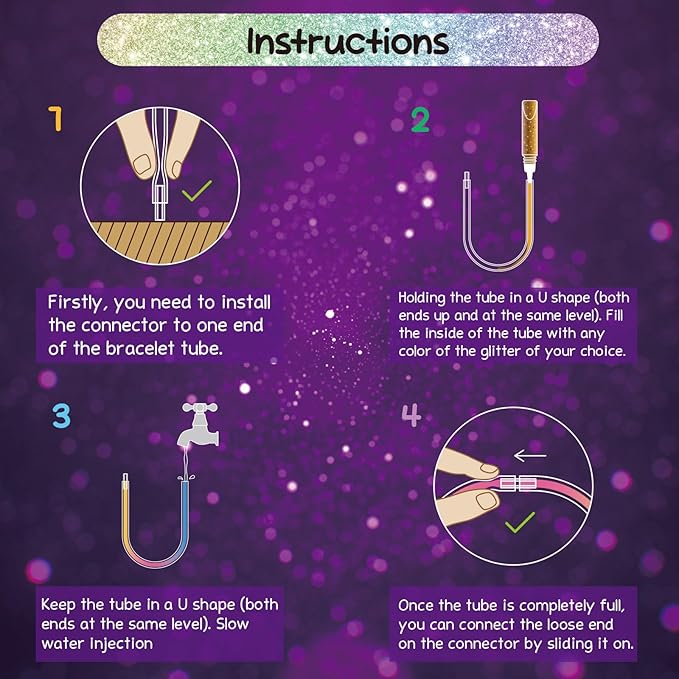 Byncceh 12 Sets Make Your Own Glitter Water Bracelet Making Kit, Glow in The Dark Bracelets Jewelry Making Kit, Glow Bracelets Arts and Crafts Party Favors for Kids Ages 8 9 10 11 12