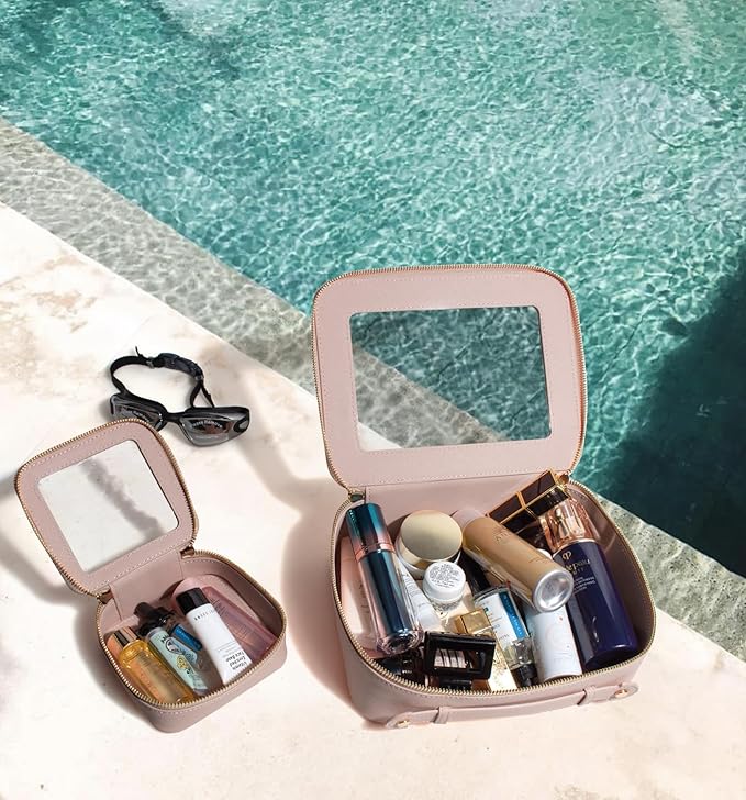 FFpaw Travel Clear Makeup Bag Set, TSA Approved Cosmetic Bag Case with Zipper Portable Makeup Pouch Toiletry Bag Women Traveling Cosmetic Organizer Storage Bag Car Organizer Car Essentials for Women