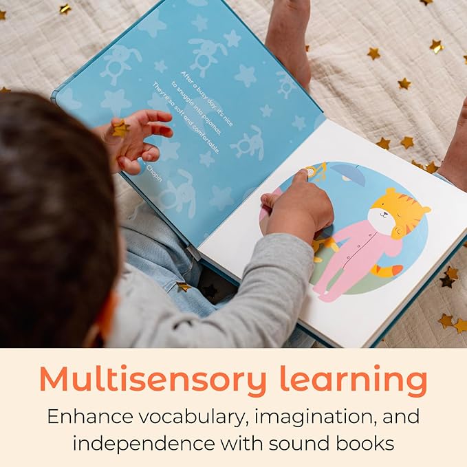 Cali's Books Bedtime Musical Book for Babies and Toddlers 1-3 – USB-C Rechargeable – 6 Classical and Relaxing Pieces | Sound Book for Sleep & Relaxation