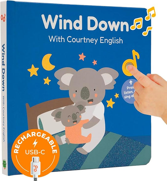 Cali’s Books Wind Down – USB-C Rechargeable Baby Book for Toddlers 1-3 | Expert-Designed Bedtime Musical Book with Gentle Activities and Affirmations for a Calming Nightly Routine