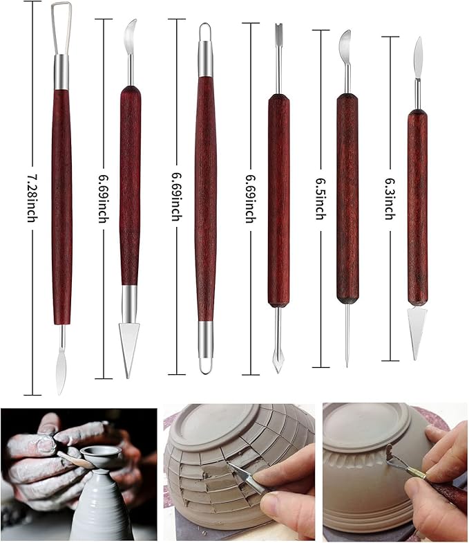 Artzuvs Clay Tools,28pcs Polymer & Pottery Sculpting Tools Set,Ceramic Tools, Modeling Clay Supplies Tools Kit for Carving,Trimming,Sculpture,Beginners