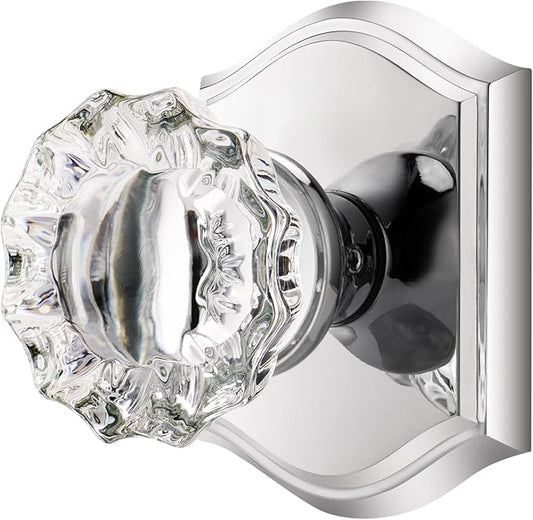 CLCTK Crystal Door Knobs Interior, Passage Glass Door Knobs Polished Chrome Door Knobs for Hall Closet