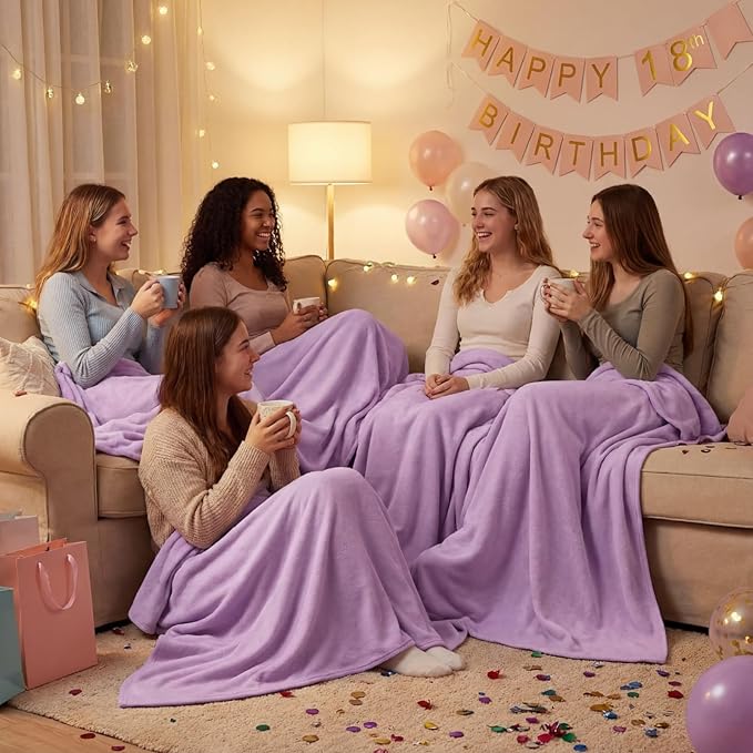 Kinlop Fleece Blanket Bulk 60 x 50 Inch Soft Lightweight Fleece Cozy Blanket Warm Throw Plush Pet Throw for Bed Couch Sofa Home Office Wedding Gifts Travel Camping(Light Purple,40 Packs)