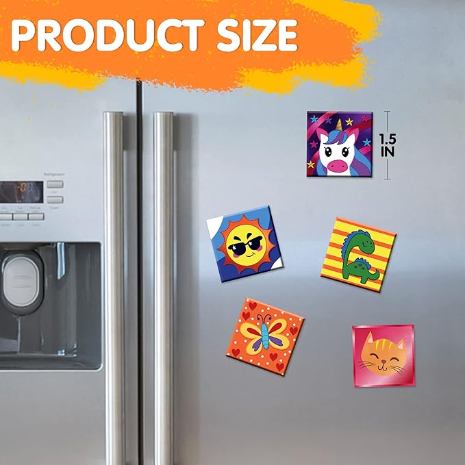 JOYIN 24 Magnetic Mini Tiles Art Kit, Creativity DIY Paint, Arts and Crafts for Kids, DIY Supplies for Party Favors, Family Activity, Birthday Present, Toys Gifts for Boys and Girls Ages3-12