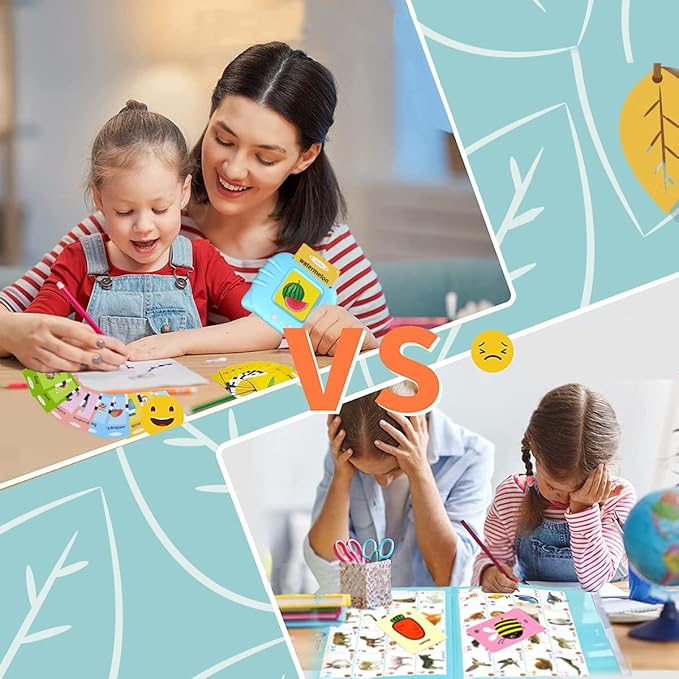 Toys for Ages 2-4 Talking Flash Cards for Toddlers 1-3,Preschool Learning Activities Flashcards,Educational Learning Kids Toys Boys 3-5 Or 3 Year Old Girl Gifts to Promote Speak and Spell (Blue)