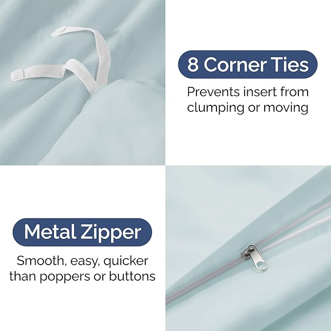 CGK Unlimited Duvet Cover Twin/Twin XL Size Set - Extra Soft Duvet Cover 68 x 90 with 1 Pillow Sham - Hotel Quality, Fade Free w/Zipper Closures & Ties - Bedding and Bed Linens Set (Ice Blue)