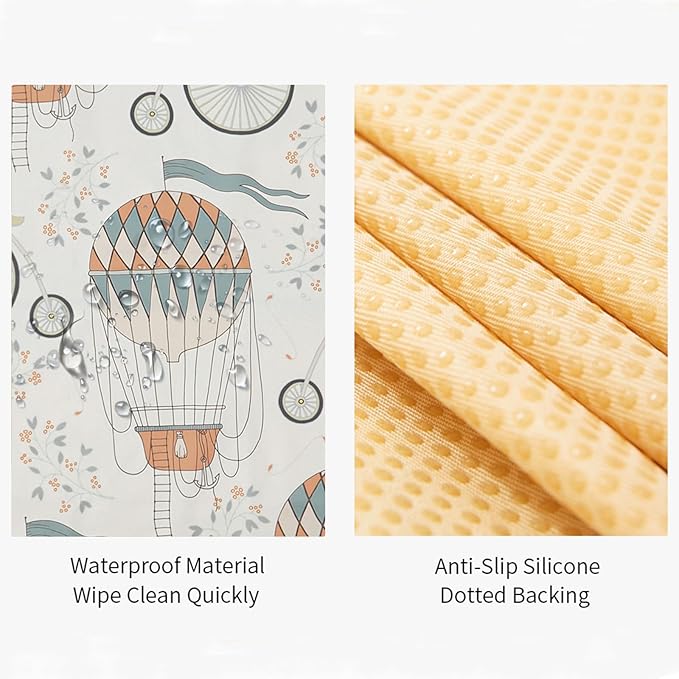 Insular Baby Splat Mat for Under High Chair/Arts/Crafts, Anti Slip and Waterproof Splash Mat for Floor, Portable Picnic Mat, 51x51 Inch, Hot Air Balloon