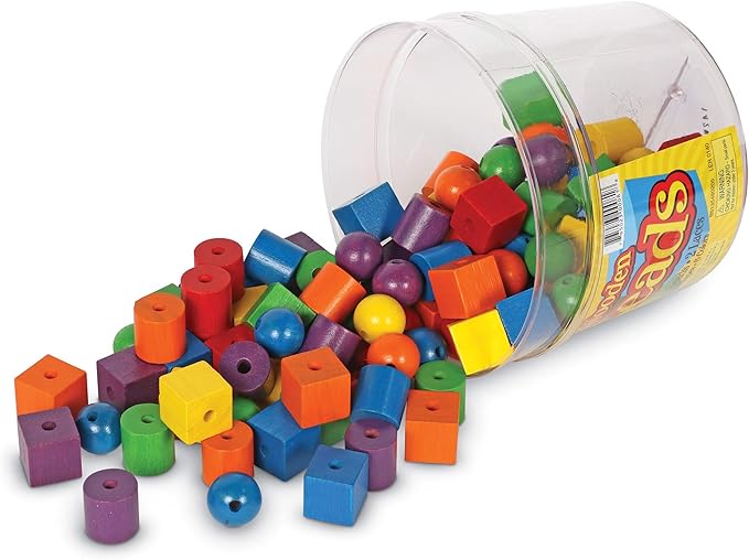 Learning Resources Beads in a Bucket, Set of 110, Ages 3+, Lacing Beads, Fine Motor Skills,Back to School Supplies,Teacher Supplies for Classroom