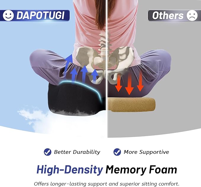 Ergonomic Seat Cushion for Office Chair, Extra Large Car Seat Cushion, Memory Foam Chair Cushion for Tailbone Pain Relief & Pressure Relief Sciatica and Back Support for Long Sitting (Pink)