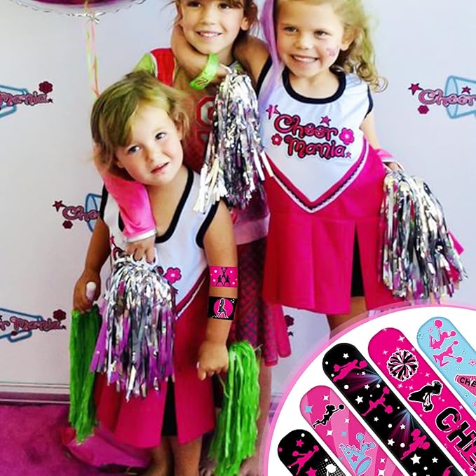48PCS Cheerleading Slap Bracelets Sport Decor and Party Favors, Perfect for Cheerleading Birthday Decorations and Goodie Bags for Girls and Women