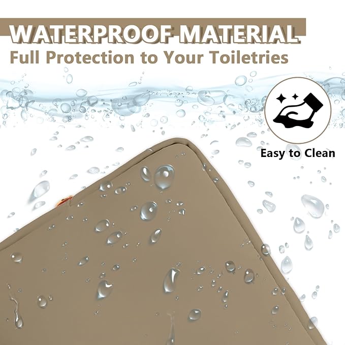 UIXIZQ Large Makeup Bag Pouch,Nylon Women Travel Toiletry Storage Bag Preppy Cosmetic Bag for Girls,Big Makeup Organizer Bag Cute Zipper Pouch Skincare Bag for Sport Work Gift(Large-Khaki)