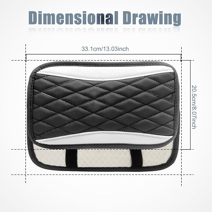 Car Center Console Cover, Universal Leather Waterproof Armrest Seat Box Cover Protector, Comfortable Car Decor Accessories Fit for Most Cars, Vehicles, SUVs-White
