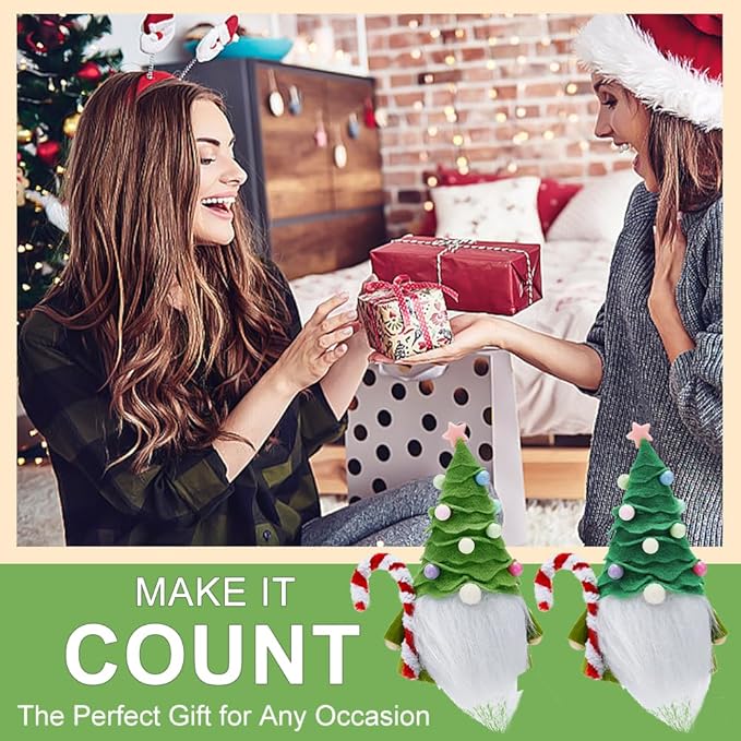 INFUNLY 4Sets DIY Christmas Tree Gnome Santa Kit for Beginners Complete Christmas Tree Gnome Kit for Adults Kids Starters to Learn with Instruction Handmade Christmas Dwarf Kit Gift Decoration Crafts