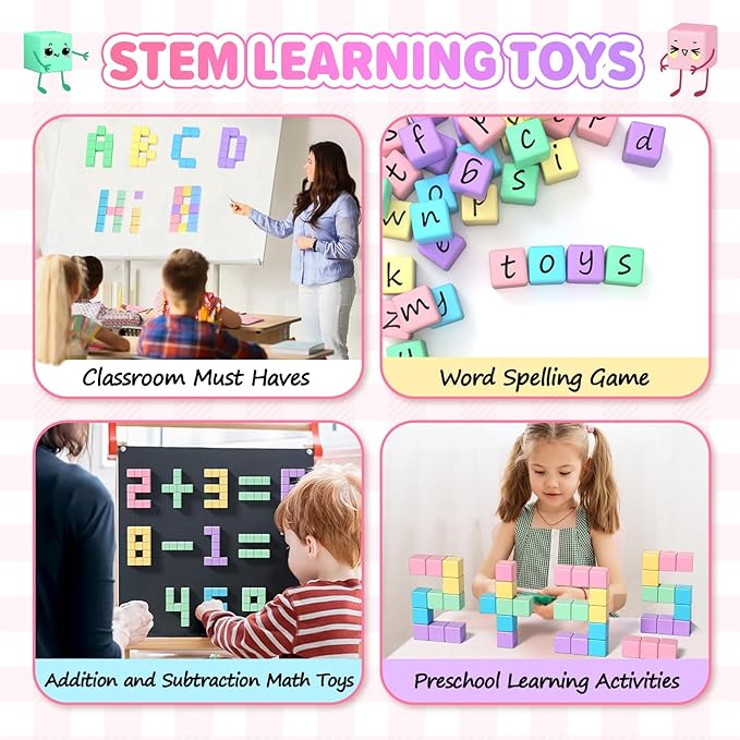 Magnetic Blocks - 35PCS Magnetic Building Blocks for Toddlers 1-3 STEM Magnetic Cubes for Kids Ages 2-4, Classroom Must Haves Magnet Toys for Kids Ages 3-5, Christmas Birthday Gifts for Girls & Boys