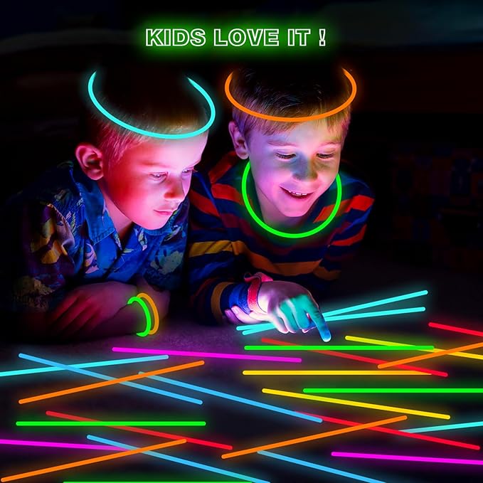 Glow Sticks Bulk - Ultra Bright 800 Party Pack with Connectors for Christmas, Neon Birthday and Holidays - Multicolor 8" Glow Sticks Necklaces Bracelet