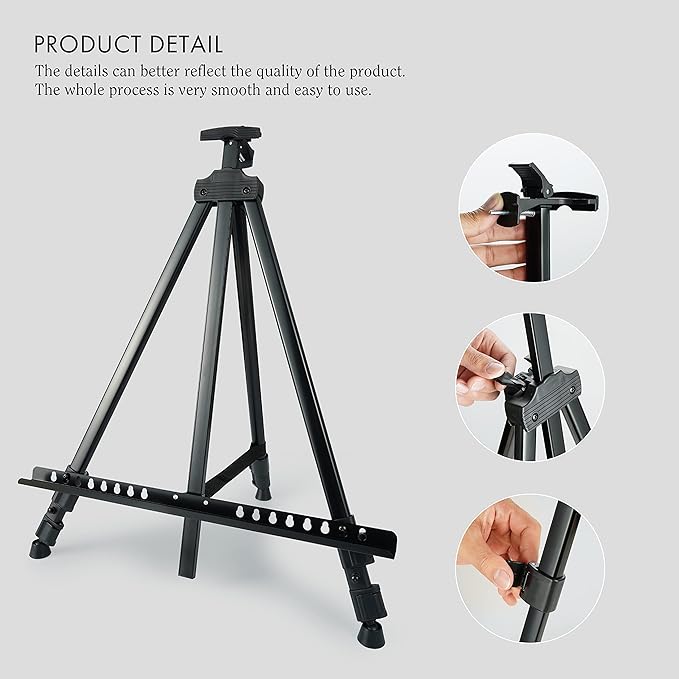 Artify Easel for Painting, Double-Tier Easel Stand, Adjustable Height from 22-66 Inches, Tripod for Painting and Display with Carrying Bag, 66 Inches, Black, 2 Pack