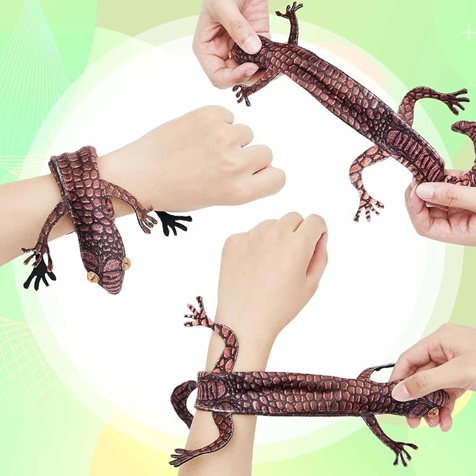 Chivao Lizard Snap Bracelet Reptile Party Favor, Stuffed Animal Slap Bracelets Jungle Snakes Party Favors Reptile Birthday Party Supplies for Boy Girl Christmas Party Gifts