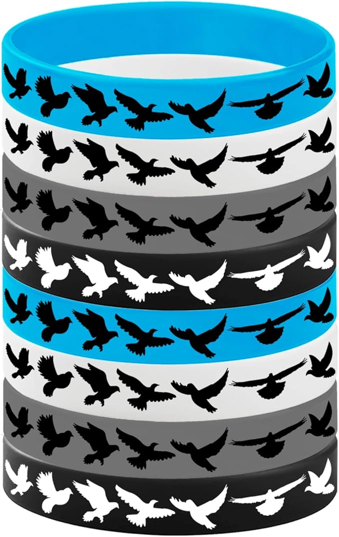 24PCS Pigeon Silicone Bracelets Party Favors -Bird Themed Rubber Bracelet Party Supplies Decorations Birthday Baby Shower Party
