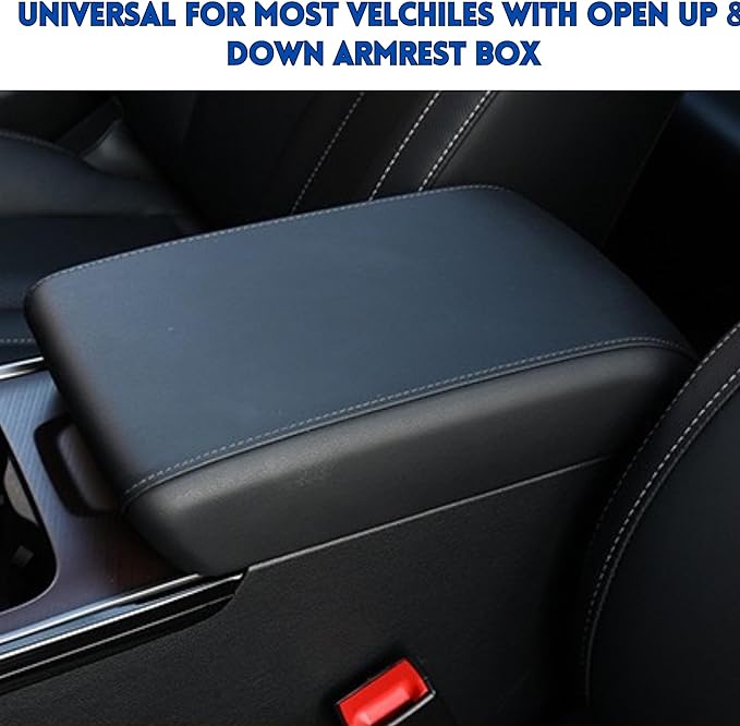 Car Armrest Cushion Pad Auto Center Console Cover with Storage Bag Memory Foam Arm Rest Console Pad Leather Universal Fit for Most Vehicles (Thick Pad, Grey)