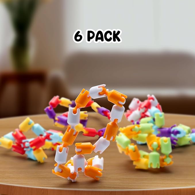 Boxgear 6pc Multicolored Fidget Toys for Kids, Boys, Girls, Adults - Best Sensory Items for Autism, Relaxation, Stress, Decompression - Chain Spinner Alternative Gift