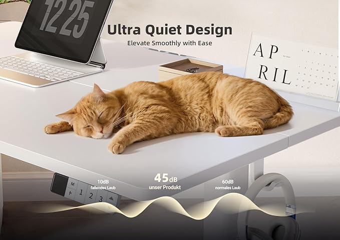 YDN Electric Standing Desk Adjustable Height, Stand up Desk with Cable Management, Home Office Desks with Splice Board & Frame, 40 x 24 Inches, Warm White