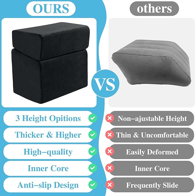 ROYALAY Adjustable Foot Rest Under Desk for Office, High-Density Foam Foot Rest with 3 Adjustable Heights, Ergonomic Footrest with Washable Cover for Home, Airplane, Travel(17 * 11 * 17in, Black)