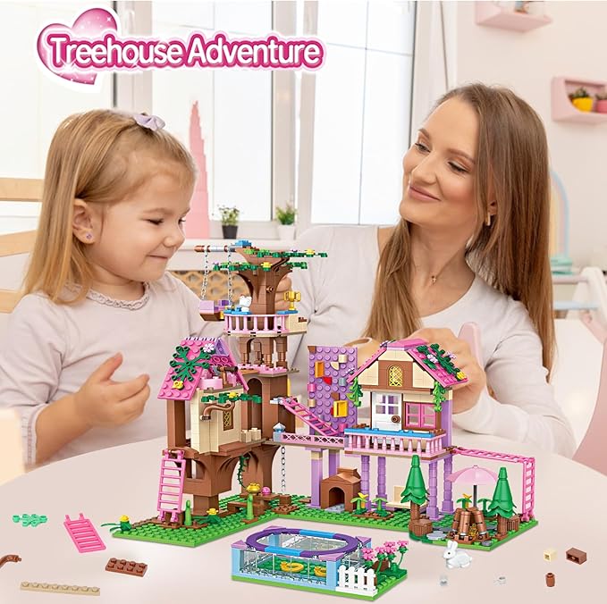 Tree House Building Set Compatible with Lego Friends, 756 PCS Forest House Building Kit Birthday Gift for Kids Girls Age 6-12 Years（7681）