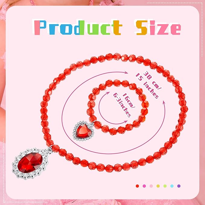 7 Sets Girl Dress up Jewelry Toddler Jewelry Princess Bracelet Necklaces Kids Costume Jewelry Set for Girl Tea Costume Party