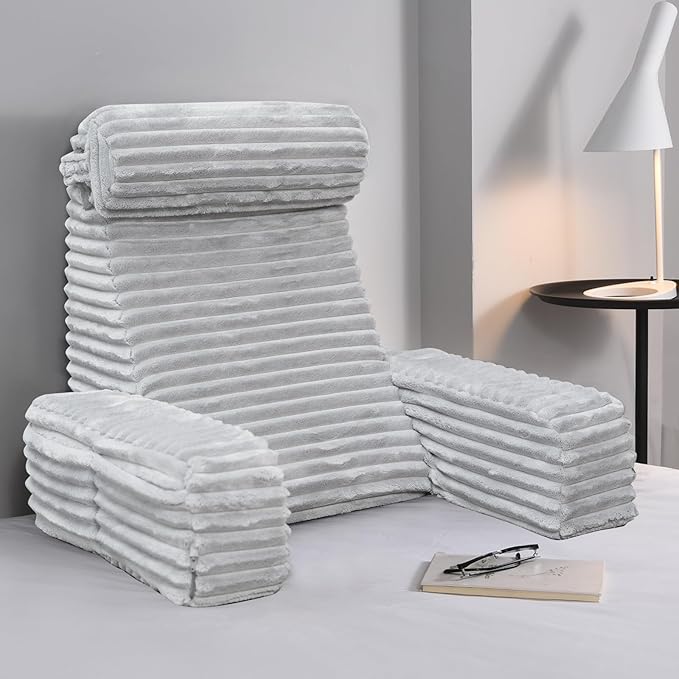 ENITYA Back Pillow for Bed Sitting up, Reading Pillow for Sitting in Bed Adult, Back Support Chair Pillow for Sitting up Reading/Resting/Post Surgery/Watching TV/Gaming,Light Grey