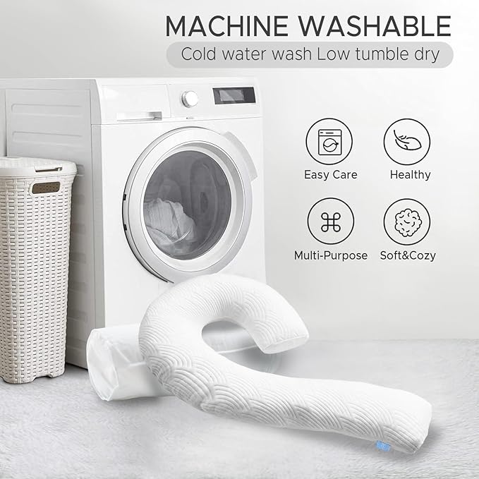 Body Pillow for Adults - Soft Long Bed Pillows Insert for Sleeping - Shredded Memory Foam & Removable Washable Cover - Swan Shaped Side Sleeper Pregnancy Pillow 49 Inch (White Tencel)