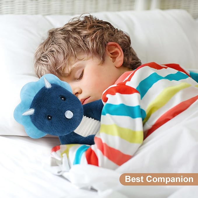 Microwavable & Coolable Triceratops Dinosaur Stuffed Animals, Heated Stuffed Animal Heating Pads for Soothing & Relaxation, Navy Blue Dino Plush for Stress Relief, Plushies Dinosaur Gifts