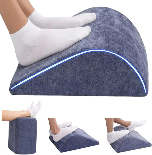 Foot Rest for Under Desk at Work Ergonomic Under Desk Footrest，Support Foot Pillow Double-Sided Footstool， for Office, Home & Gaming Leg Elevation Pillow Blue