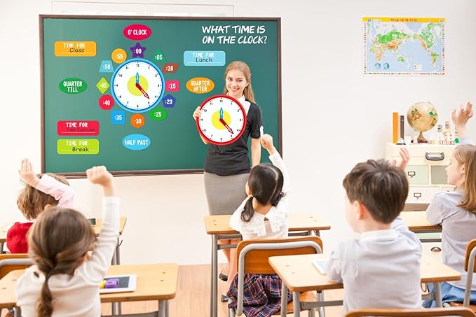 WhatSign Telling Time Bulletin Board Set Telling Time Teaching Clock for Kids 34Pcs Learning to Tell Time Clock Telling Time Clock for Classroom Teacher Must Have Bulletin Board Decorations