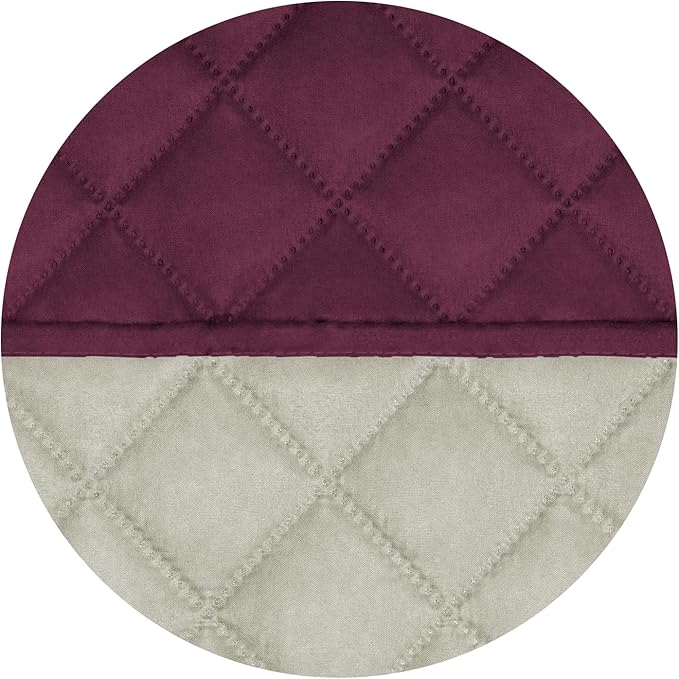 PureFit Reversible Quilted Sofa Cover, Water Resistant Slipcover Furniture Protector, Washable Couch Cover with Non Slip and Elastic Straps for Kids, Dogs, Pets (Oversized Loveseat, Wine/Beige)