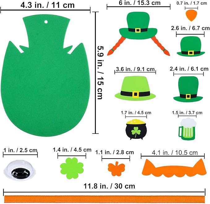 24 Sets St. Patrick's Day Decorations Owl Shamrock Ornaments DIY St. Pat's Craft Kits Assorted Owl Four-Leaf Clover Irish Lucky Shamrock Foam Stickers for Kids Classroom Home Activity Gift Art Project