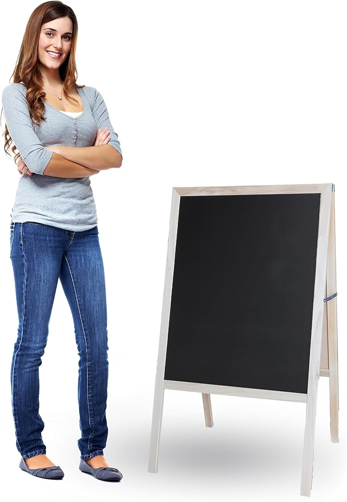 Flipside Products Marquee Easel, Natural Hardwood, White Dry Erase/Black Chalkboard, Menus, Announcements, Restaurants, Coffee Shops, Sale