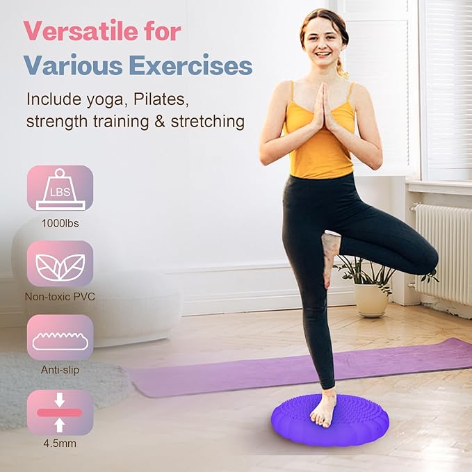 Wobble Cushion, Extra Thick Wiggle Seat for Sensory Kids, Non-slip Balance Disc with Inflation Pump for Adults Core Strength, Posture Improvement & Physical Therapy (13.5in/34cm)