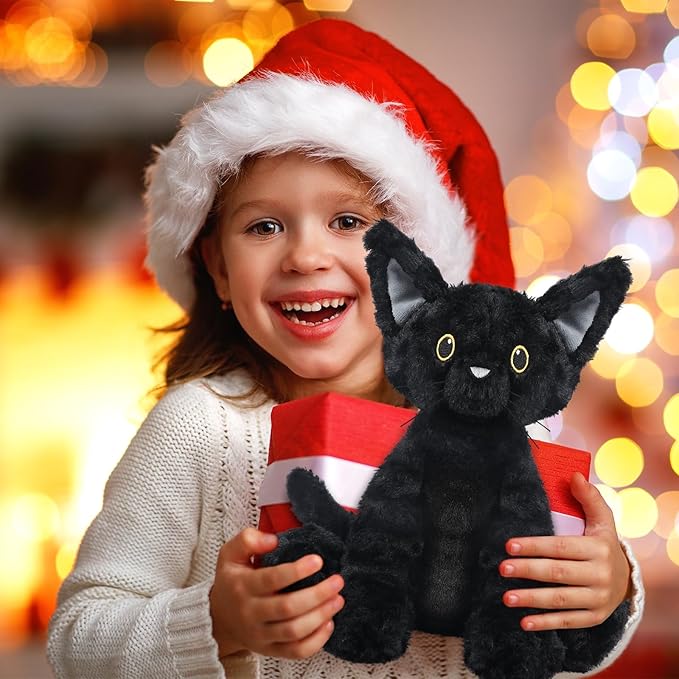 Coolable & Heatable Cat Stuffed Animals, Microwavable Heating Pad for Period Discomfort, Lavender Scent Cat Plush, Black Cat Plush Gift for Kids & Aldults